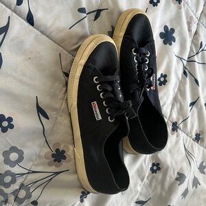 Superga Women’s Black and Cream Sneakers